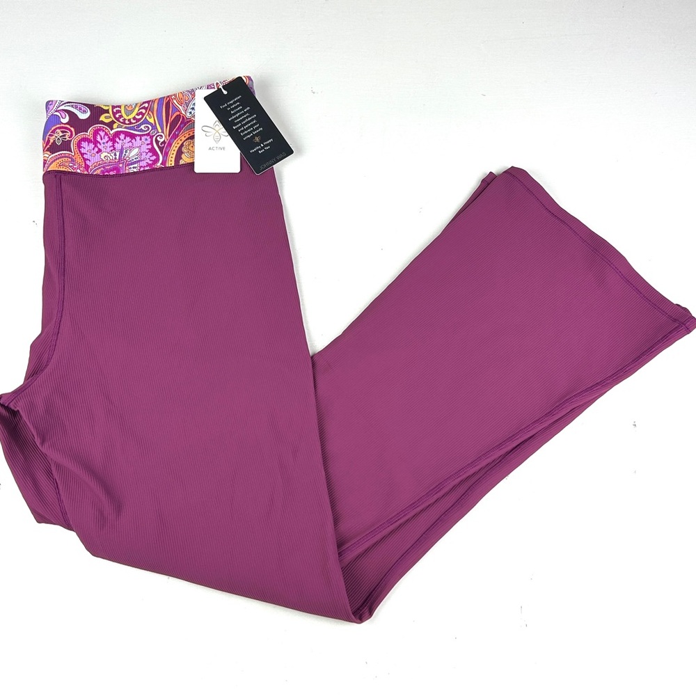 Johnny Was JW Active Pants Purple Sz 2XL New $198 Bed Active Ribbed Baby Bell